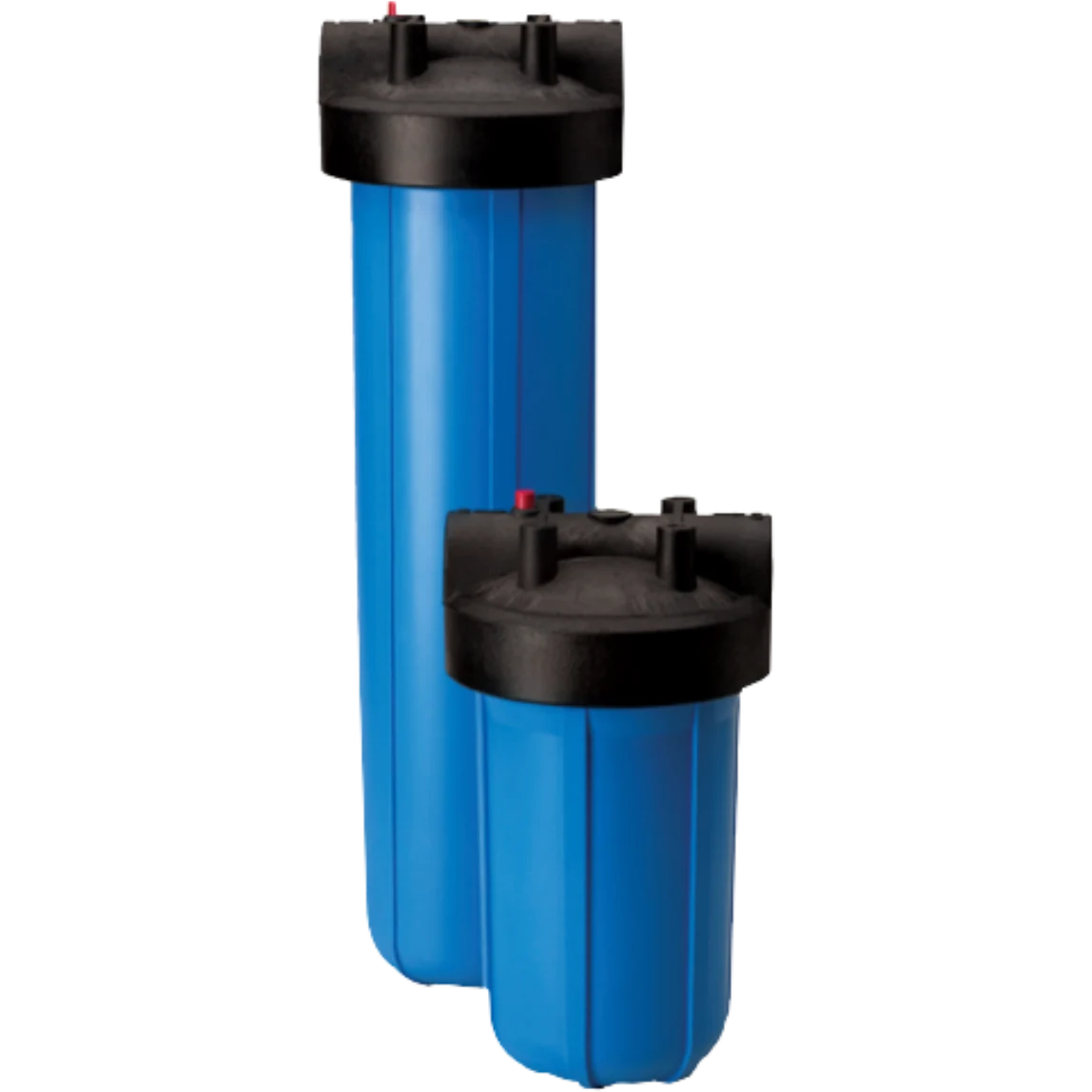 CleanLine Water Co. whole house big blue pre-sediment water filter housing that captures sand, silt and rust on the main line of an Austin TX home