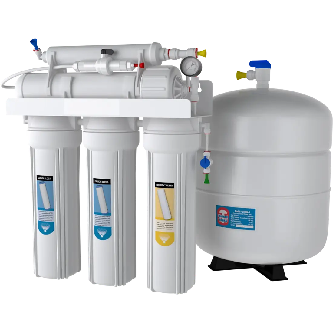 CleanLine Water Co. RO-5 five stage reverse osmosis drinking water system with filter stages, storage tank and chrome faucet for Austin TX kitchens