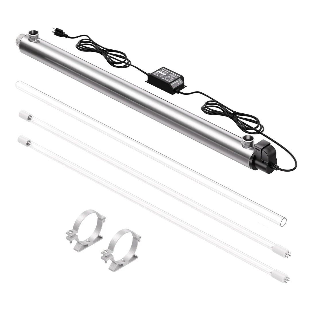 CleanLine Water Co. ultraviolet water disinfection system for Austin area well water, stainless steel UV chamber and controller that inactivates bacteria and viruses on the whole home water line