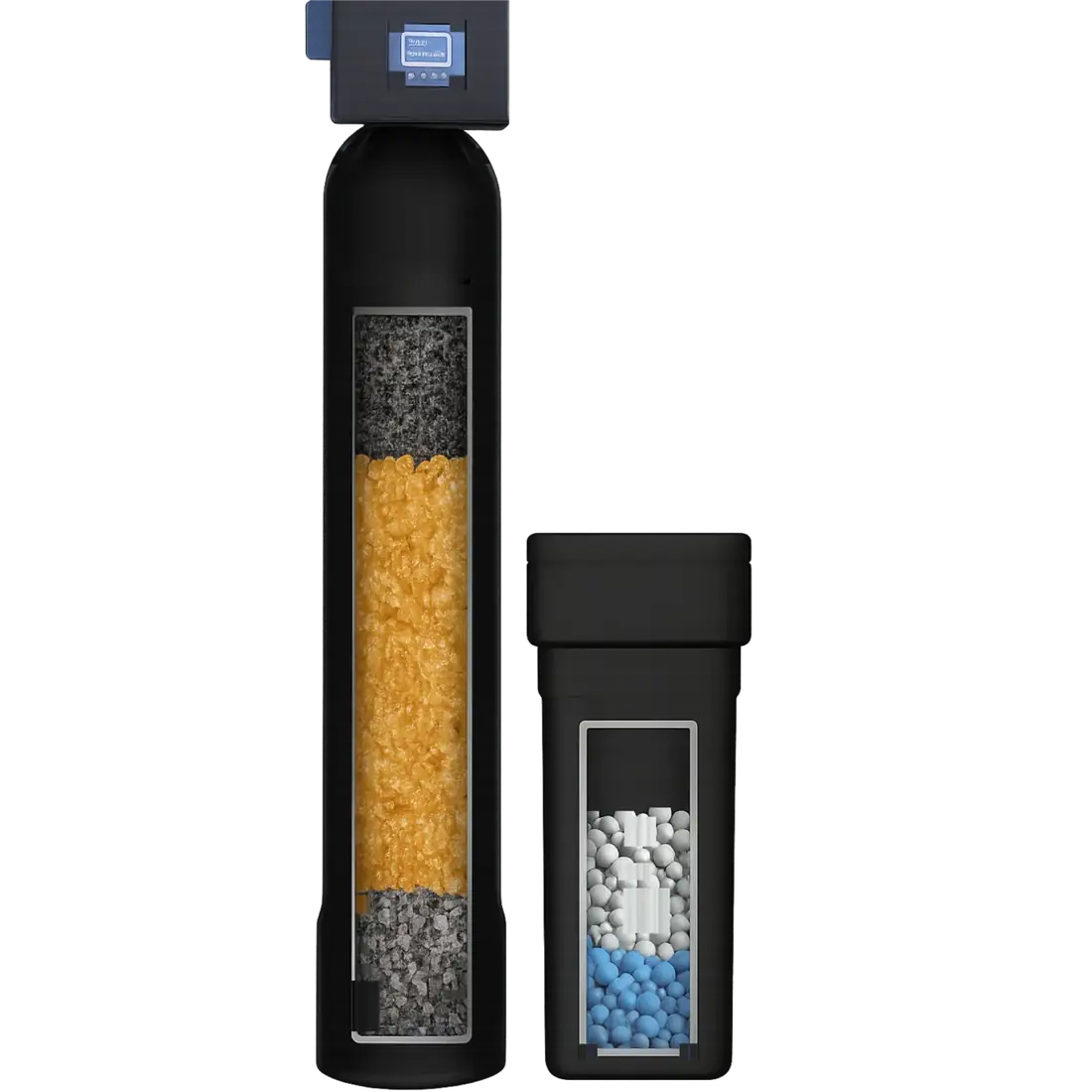 CleanLine Water Co. XL whole home water softener and chlorine filter tank for hard Austin and Central Texas water, with metered digital control valve