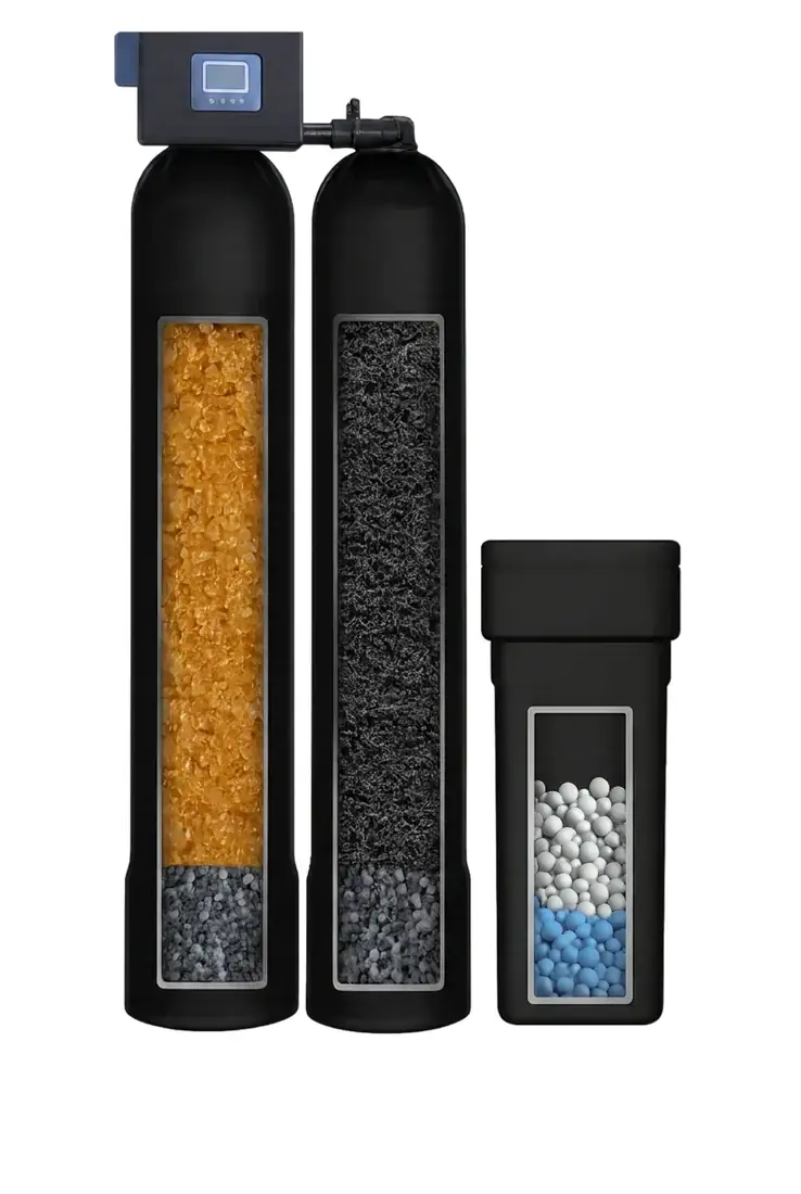 CleanLine Water Co. whole-home water softener and carbon filtration system for New Braunfels and Comal County, TX