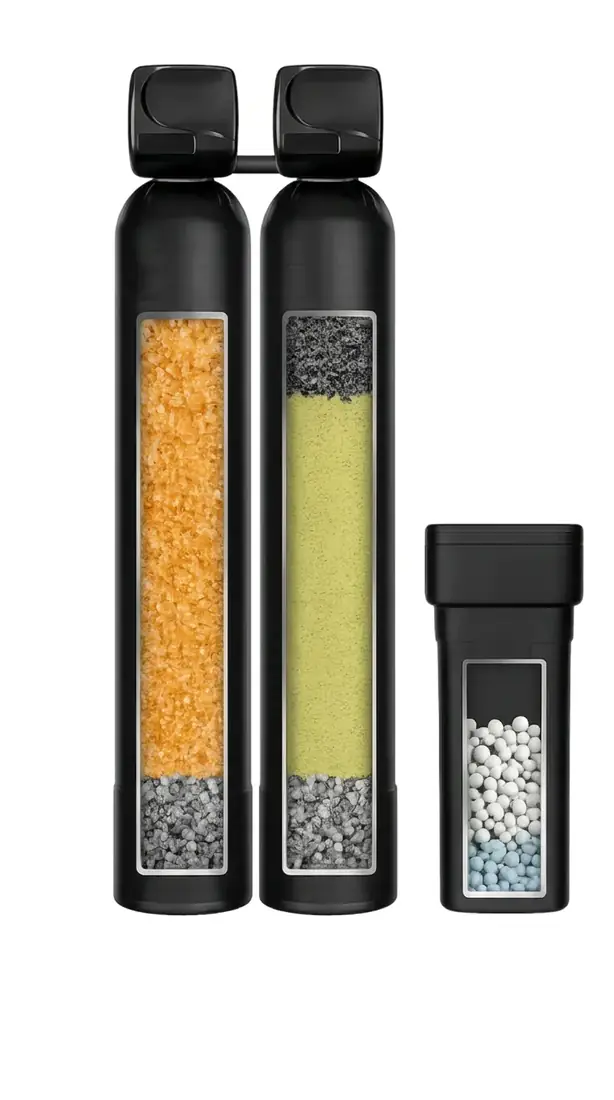 CleanLine Water Co. dual tank water softener and carbon filtration system for Bexar County homes in San Antonio, TX